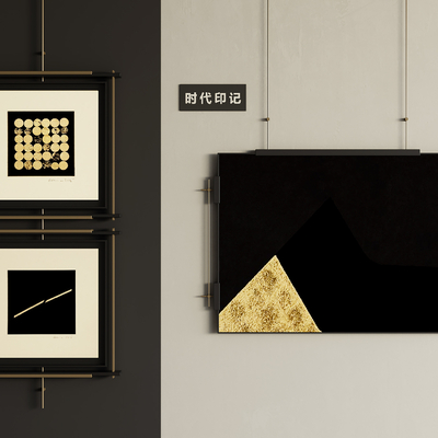 中古风装饰画 挂画 组合画su模型