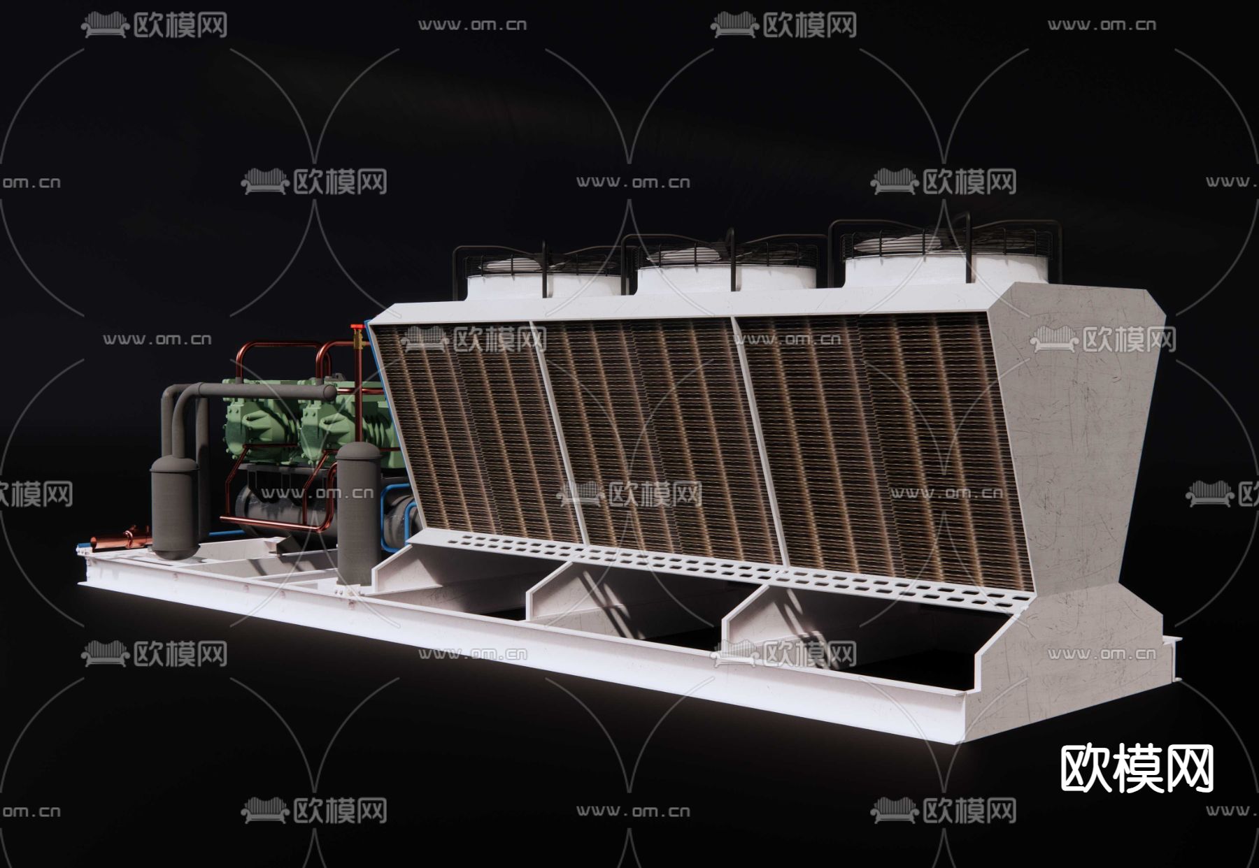 制冷机组 空调机组 多联机 冷却塔su模型下载（渲染图2）