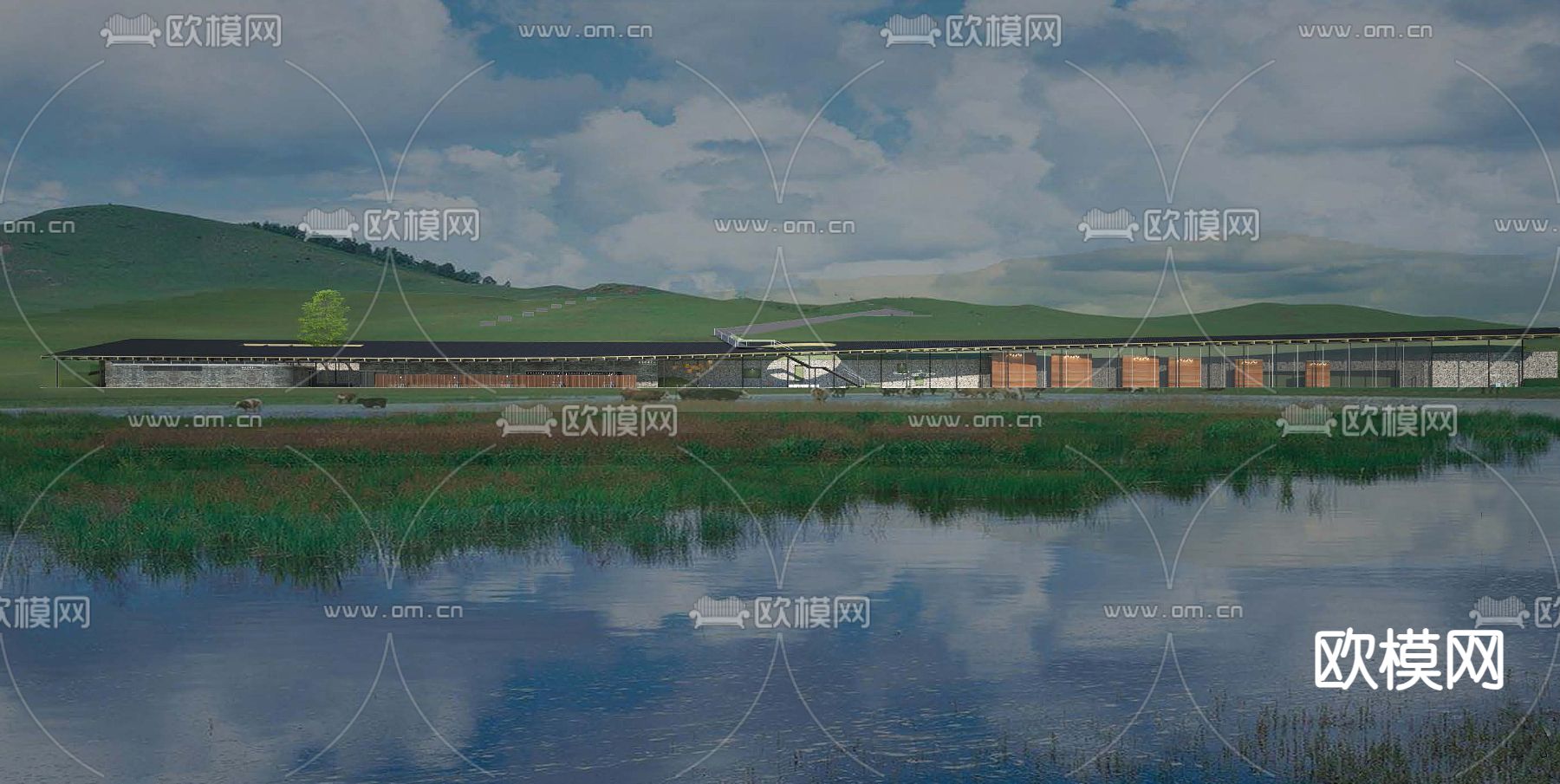 滨湖游客中心su模型下载（渲染图1）