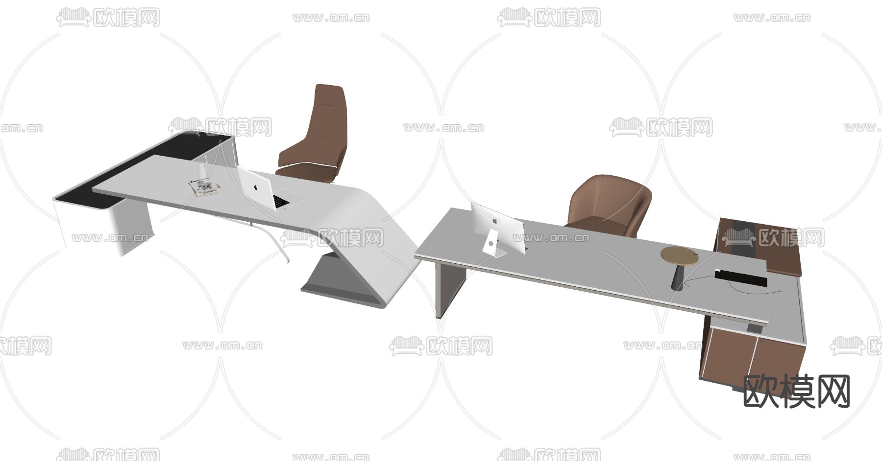 班台桌 大班台 老板桌su模型下载（渲染图2）