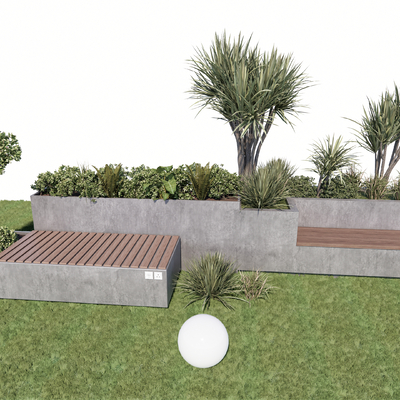  户外座椅 树池座椅su模型 