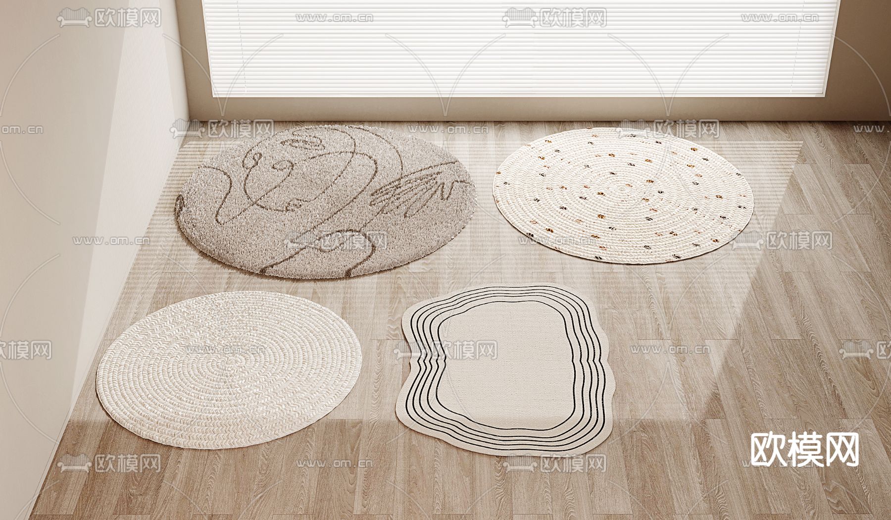 不规则地毯 圆形地毯su模型下载（渲染图1）
