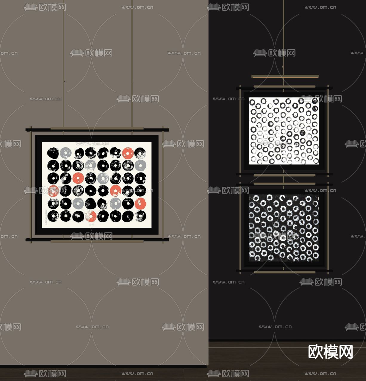 中古风装饰画su模型下载（渲染图2）