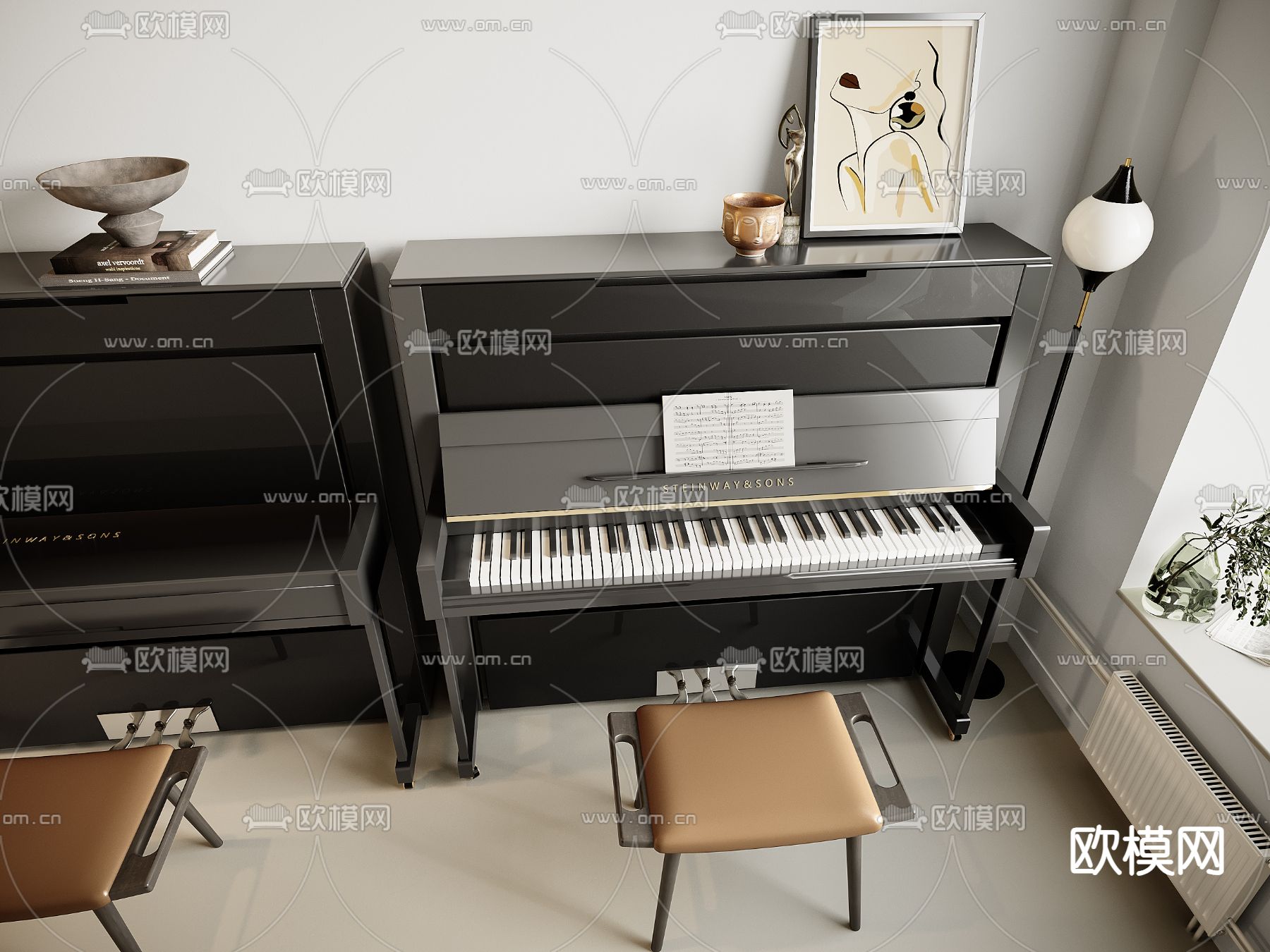 钢琴3d模型下载（渲染图1）
