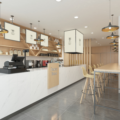  北欧奶茶店su模型 