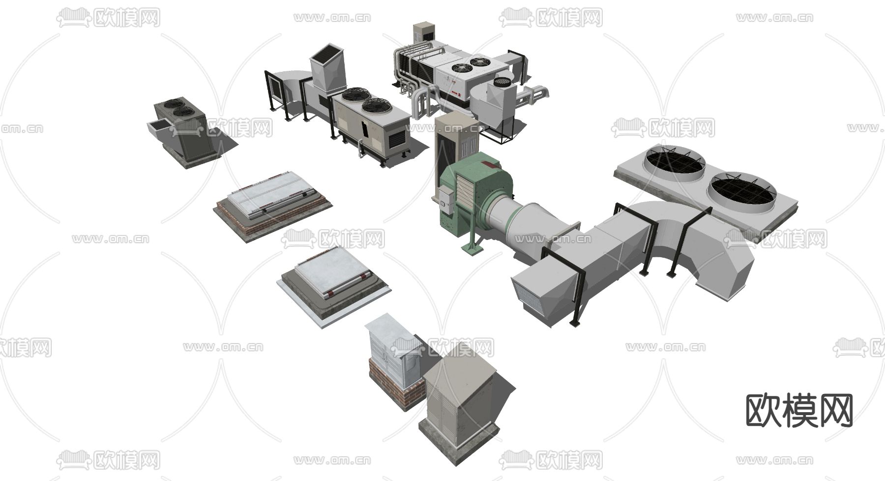 风扇 排风机 鼓风机 工业设备su模型下载（渲染图3）