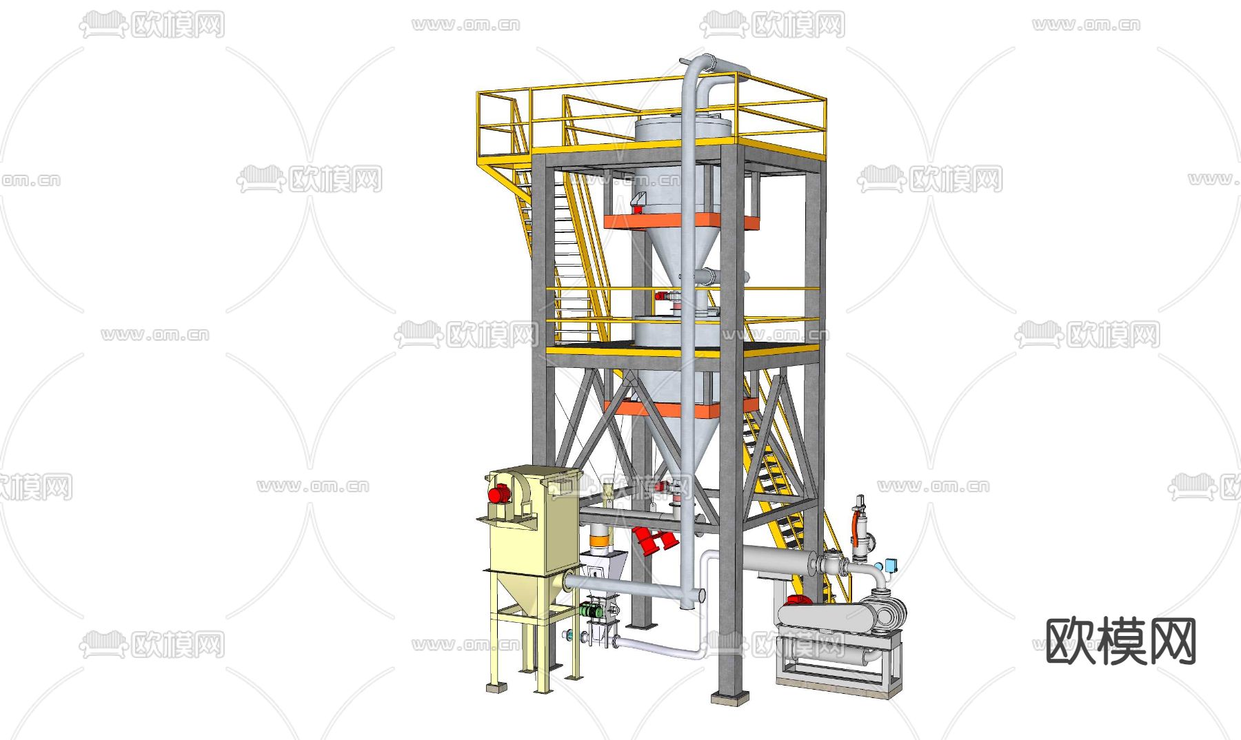 设备钢塔 操作平台su模型下载（渲染图4）