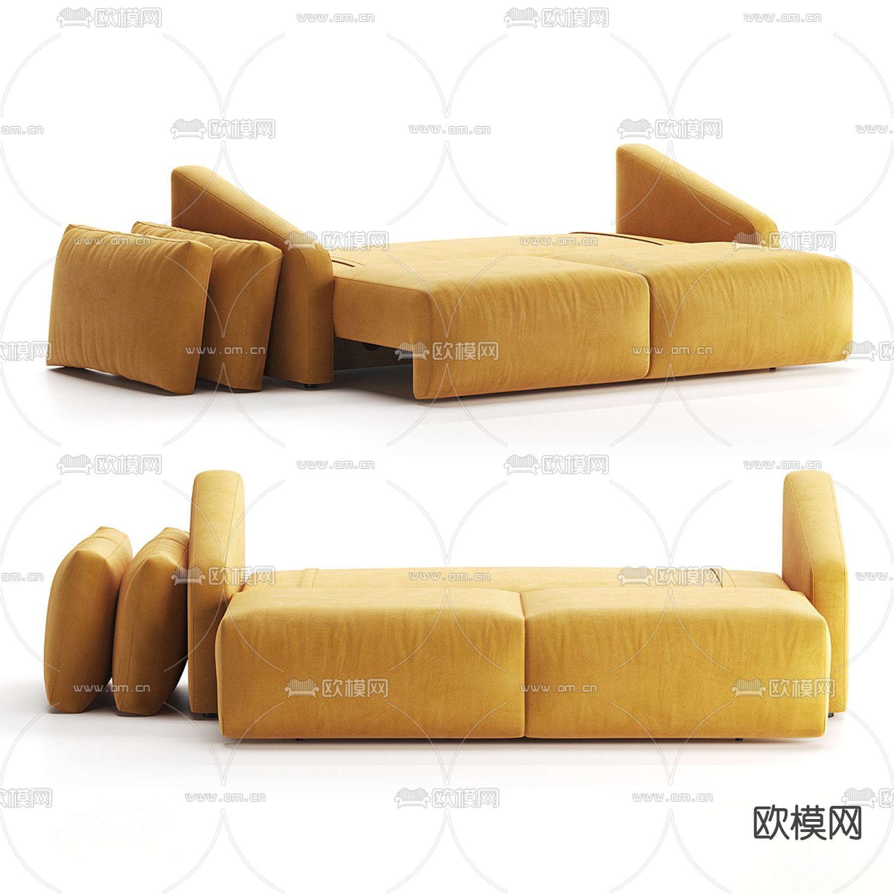 现代沙发床su模型下载（渲染图3）