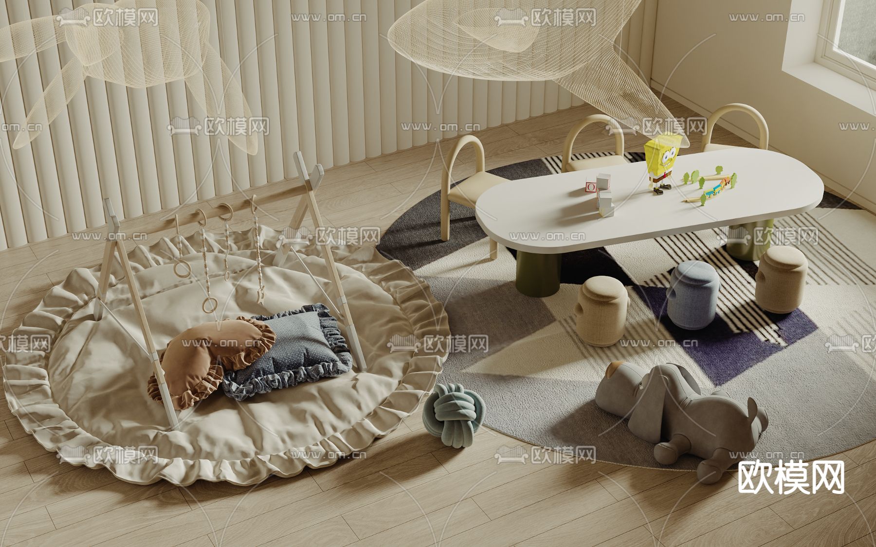 儿童娱乐区su模型下载（渲染图1）
