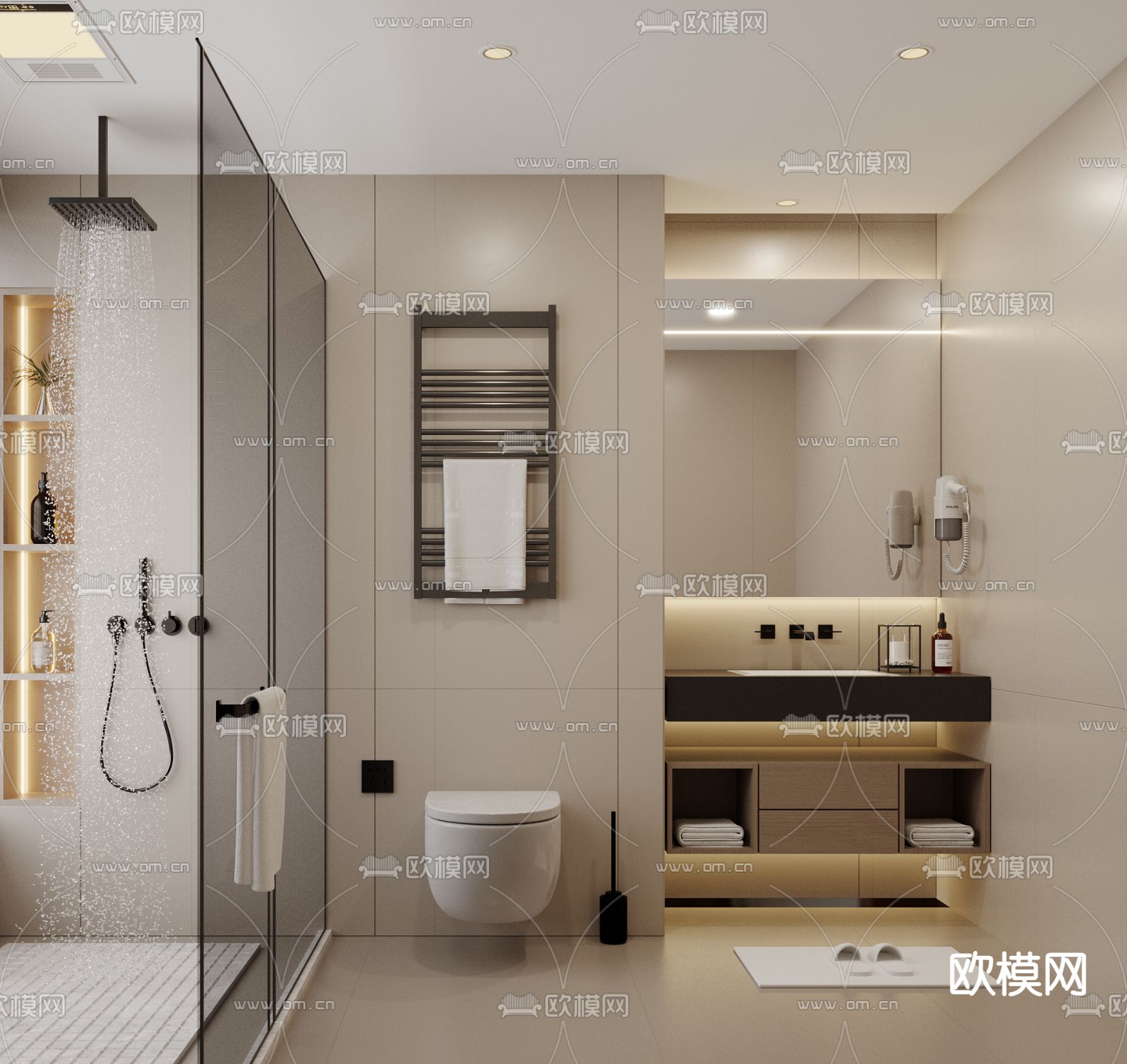 卫生间 浴室 洗手间su模型下载（渲染图3）