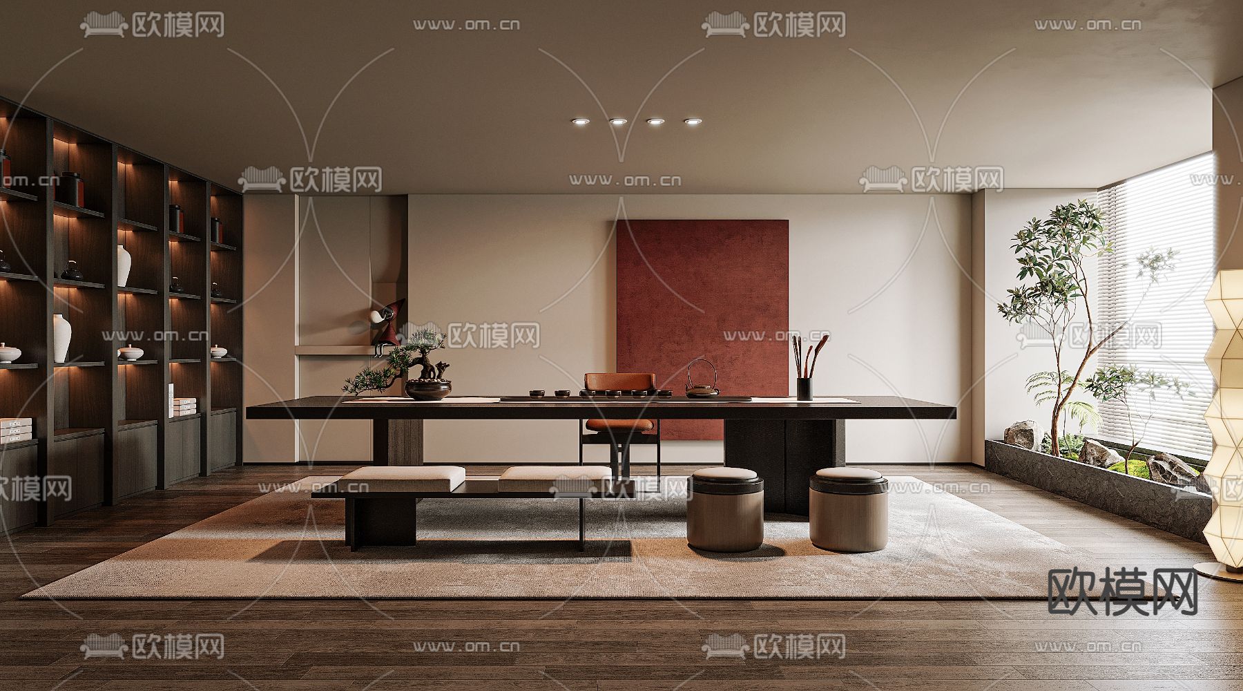 侘寂风茶室su模型下载（渲染图1）