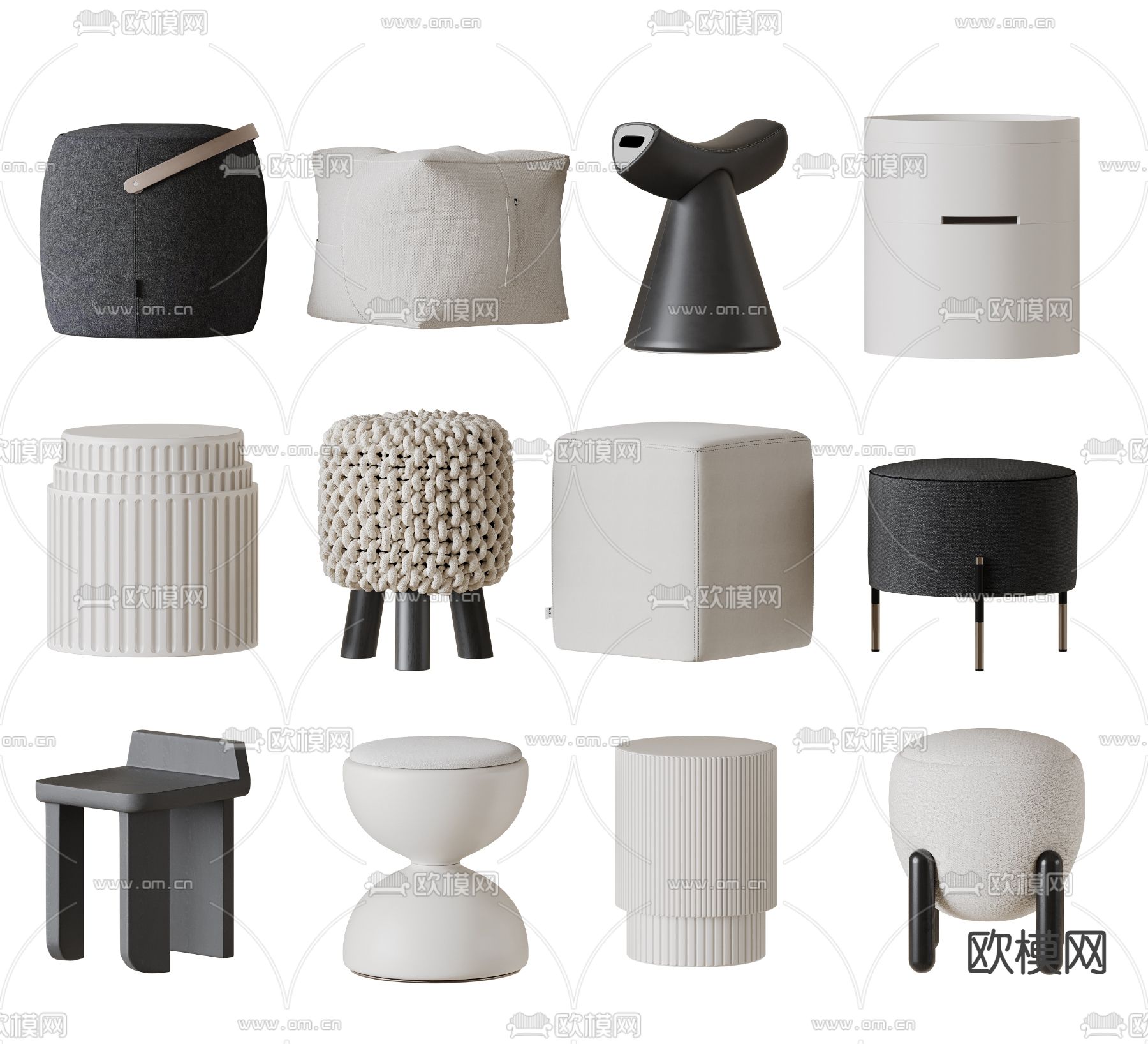 现代矮凳su模型下载（渲染图1）