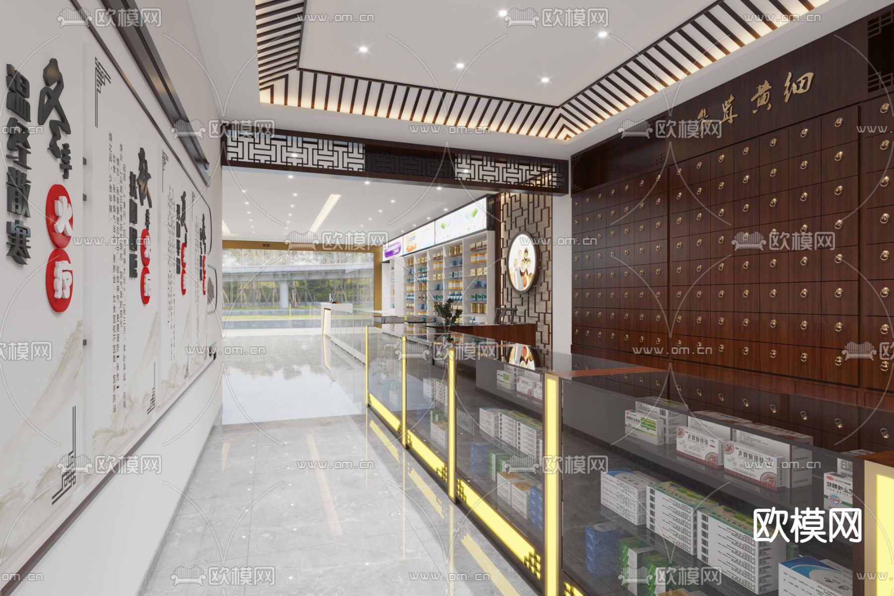 中式医药馆 药房su模型下载（渲染图1）