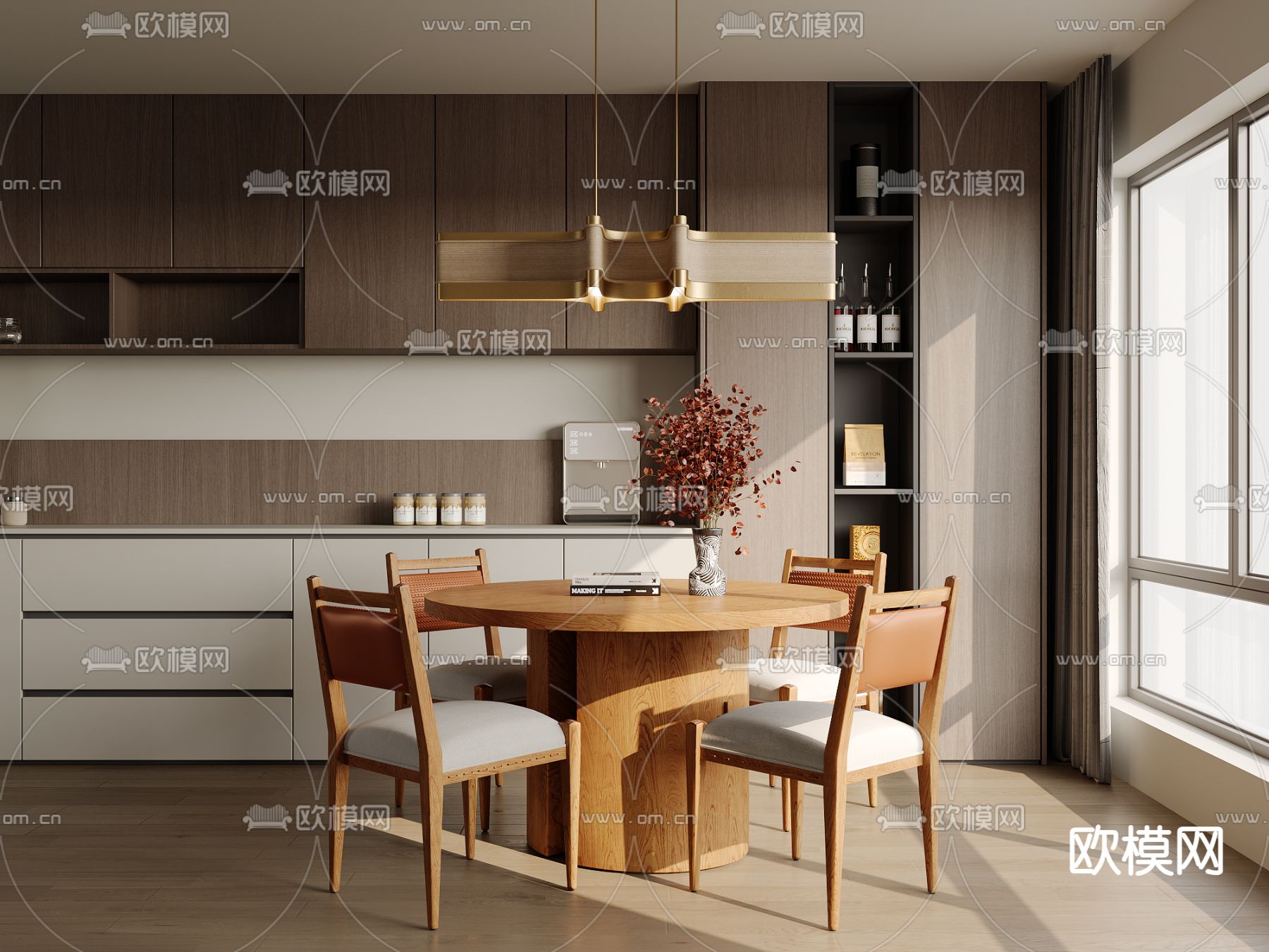 侘寂风餐厅3d模型下载
