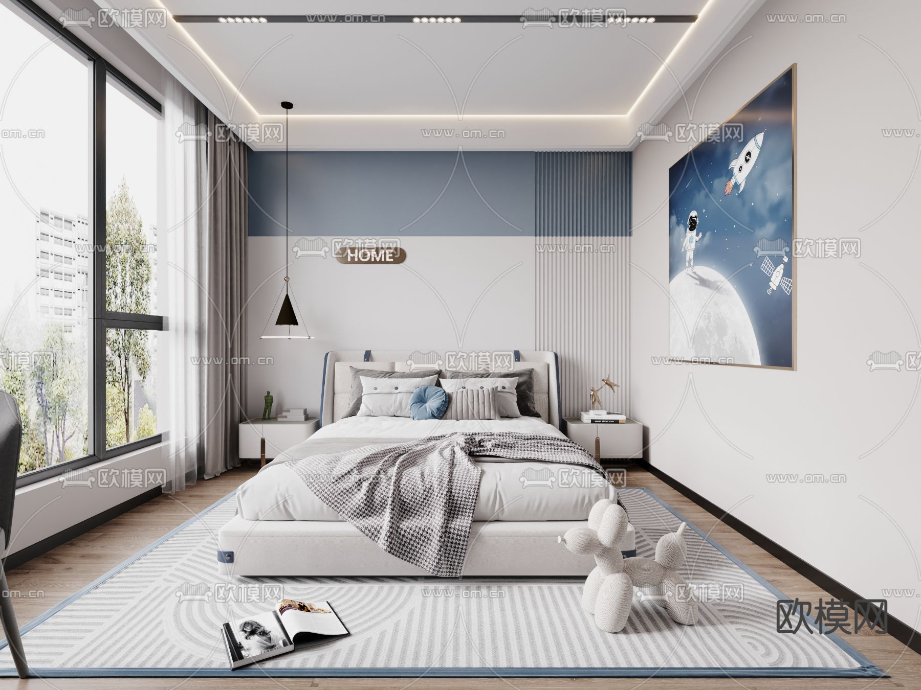 儿童房 男孩房 小孩房3d模型下载（渲染图1）