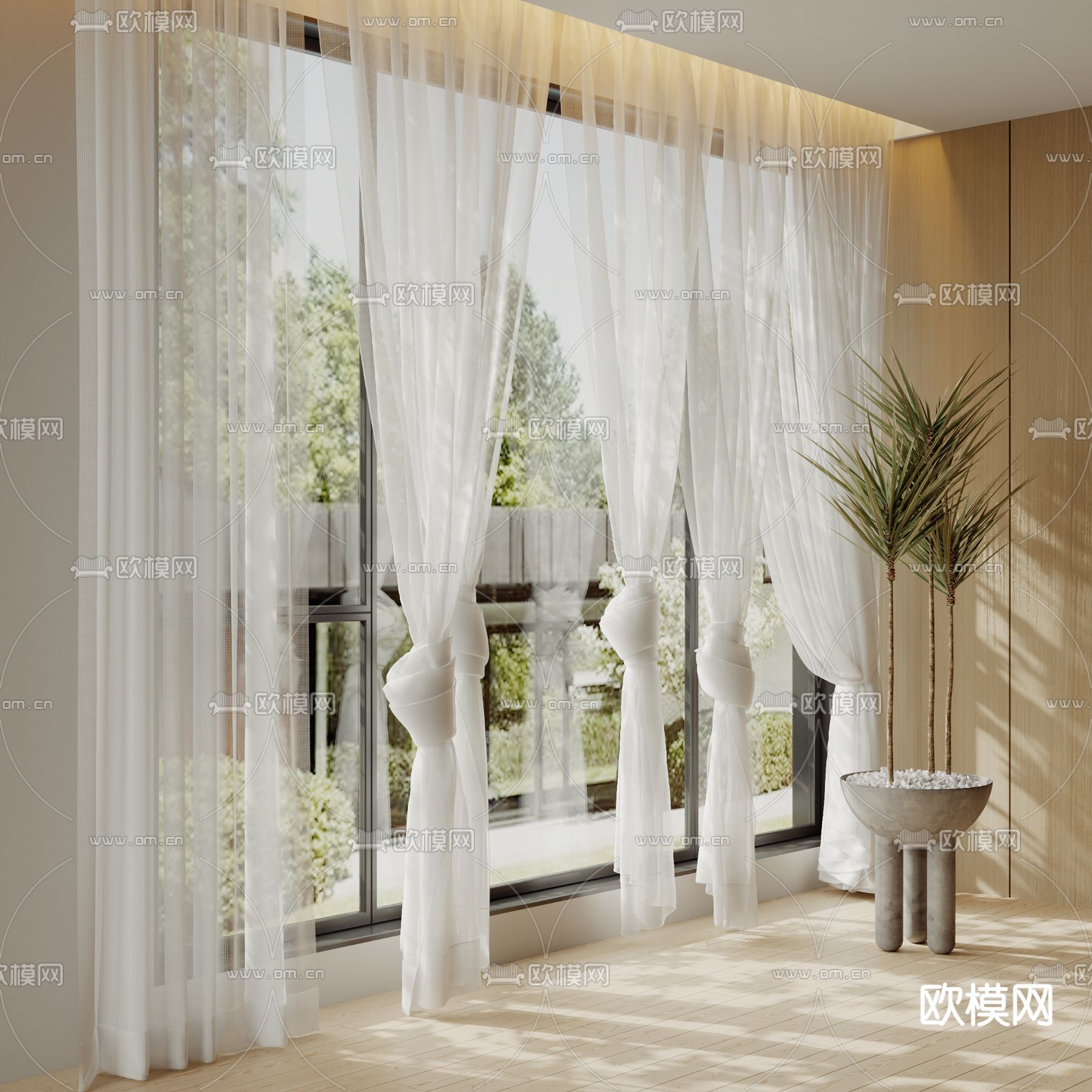 窗帘 窗纱 透光纱su模型下载（渲染图2）