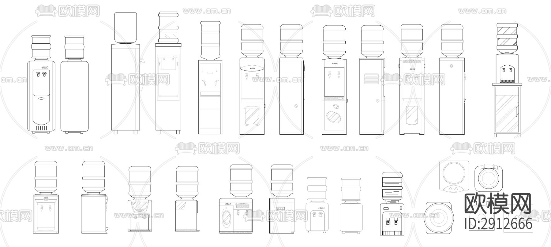 饮水机cad图库