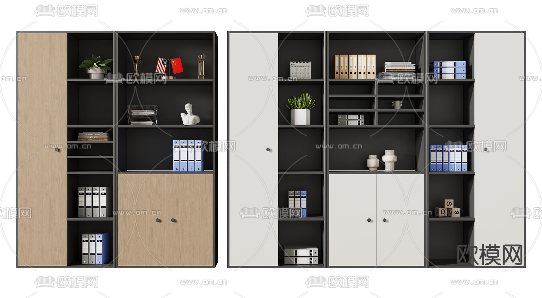现代文件柜su模型下载（渲染图1）