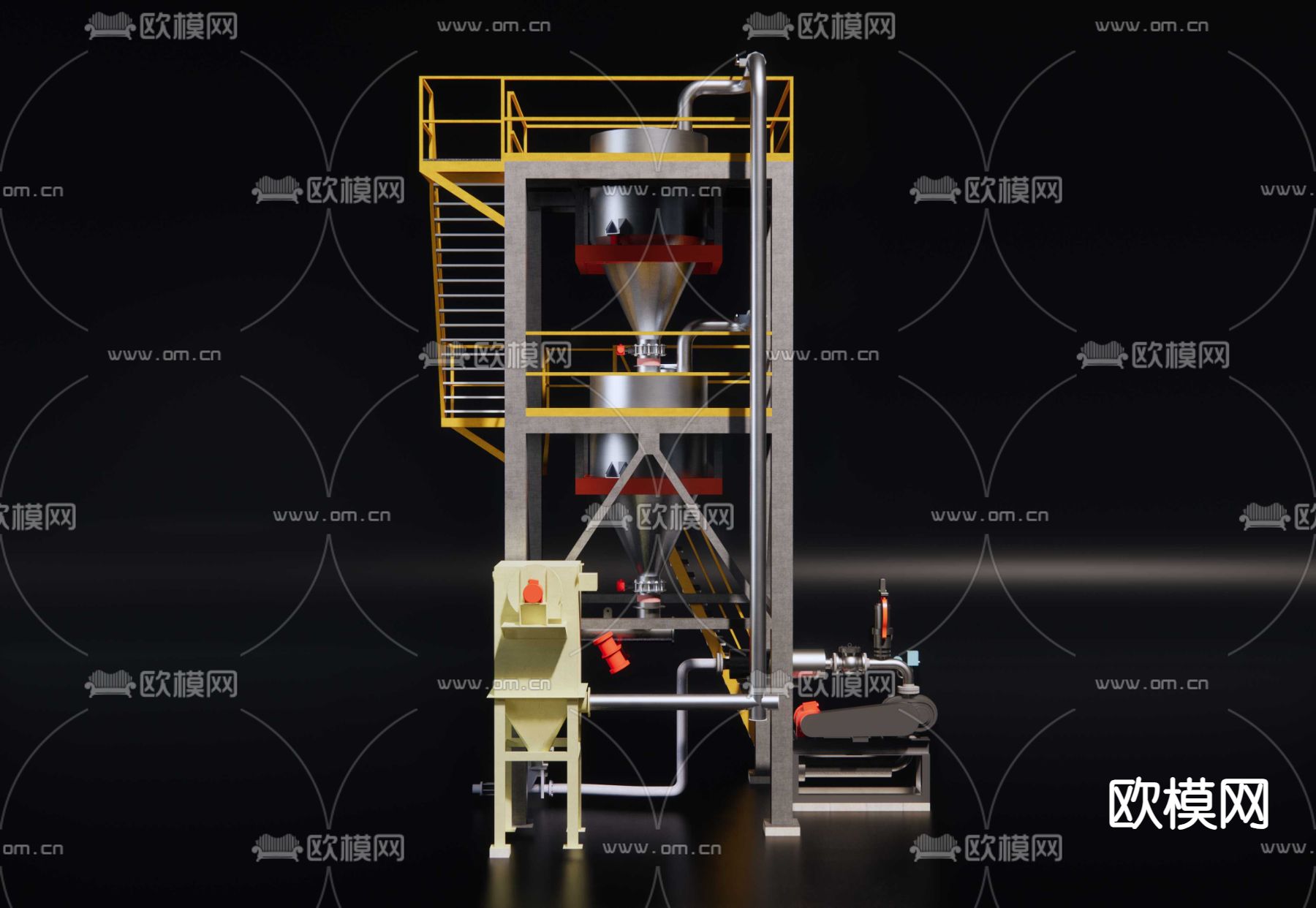 设备钢塔 操作平台su模型下载（渲染图2）