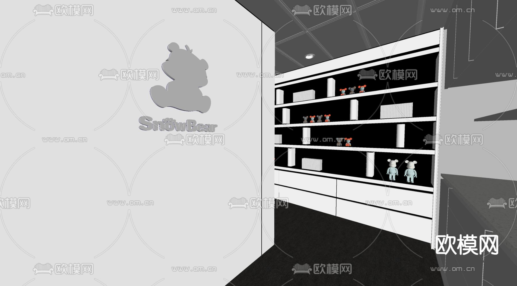 公共办公区 办公室su模型下载（渲染图8）