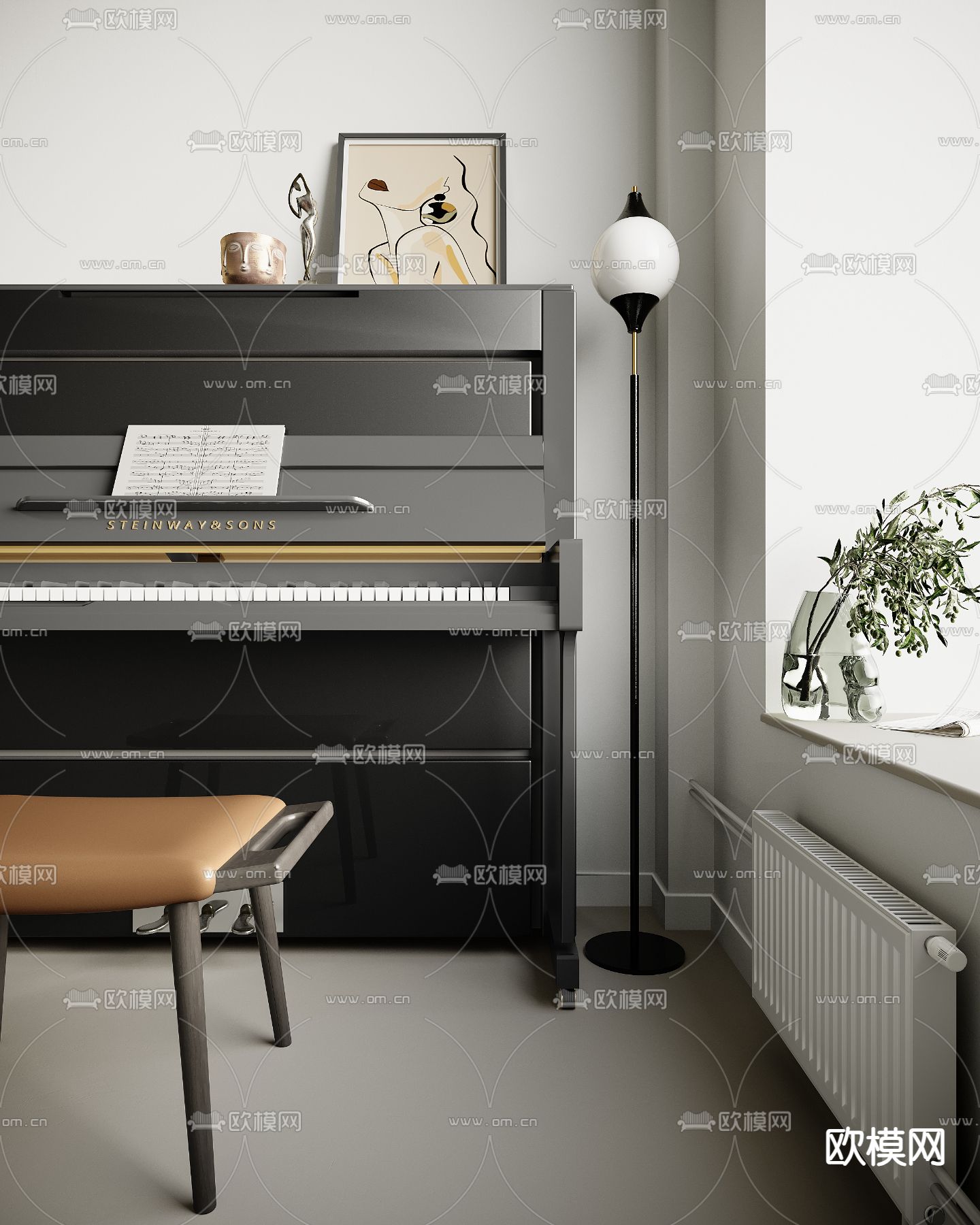 钢琴3d模型下载（渲染图2）