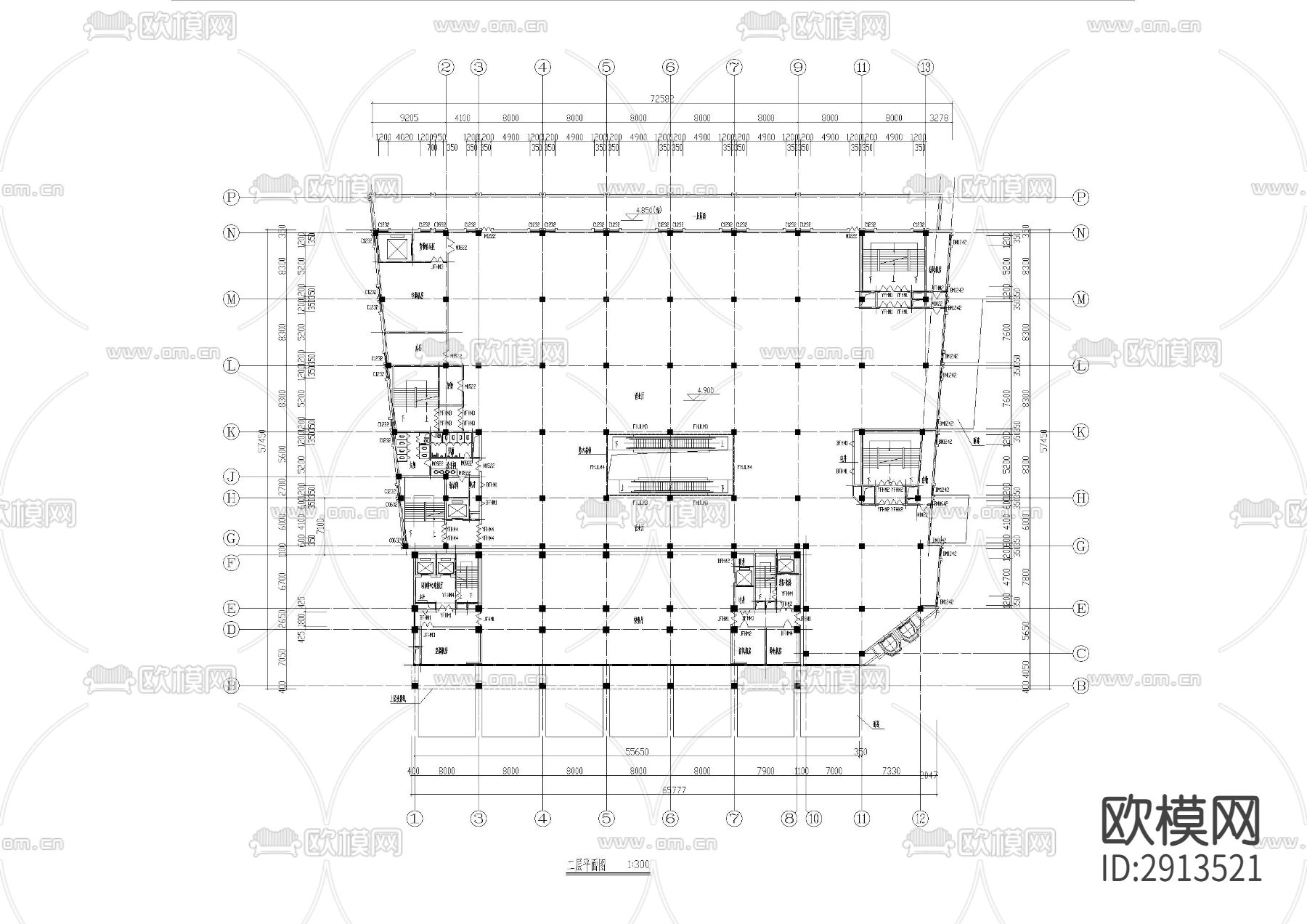综合商业办公楼建筑cad施工图下载（渲染图2）