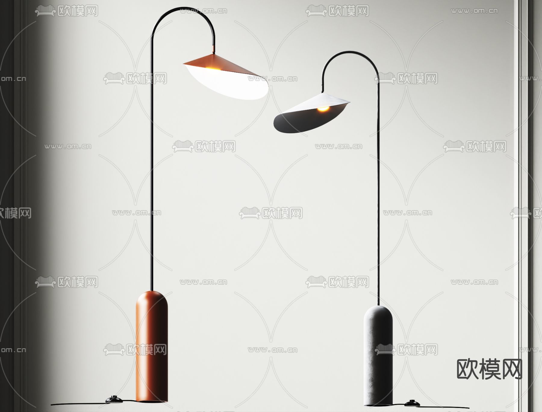 现代落地灯su模型下载（渲染图1）