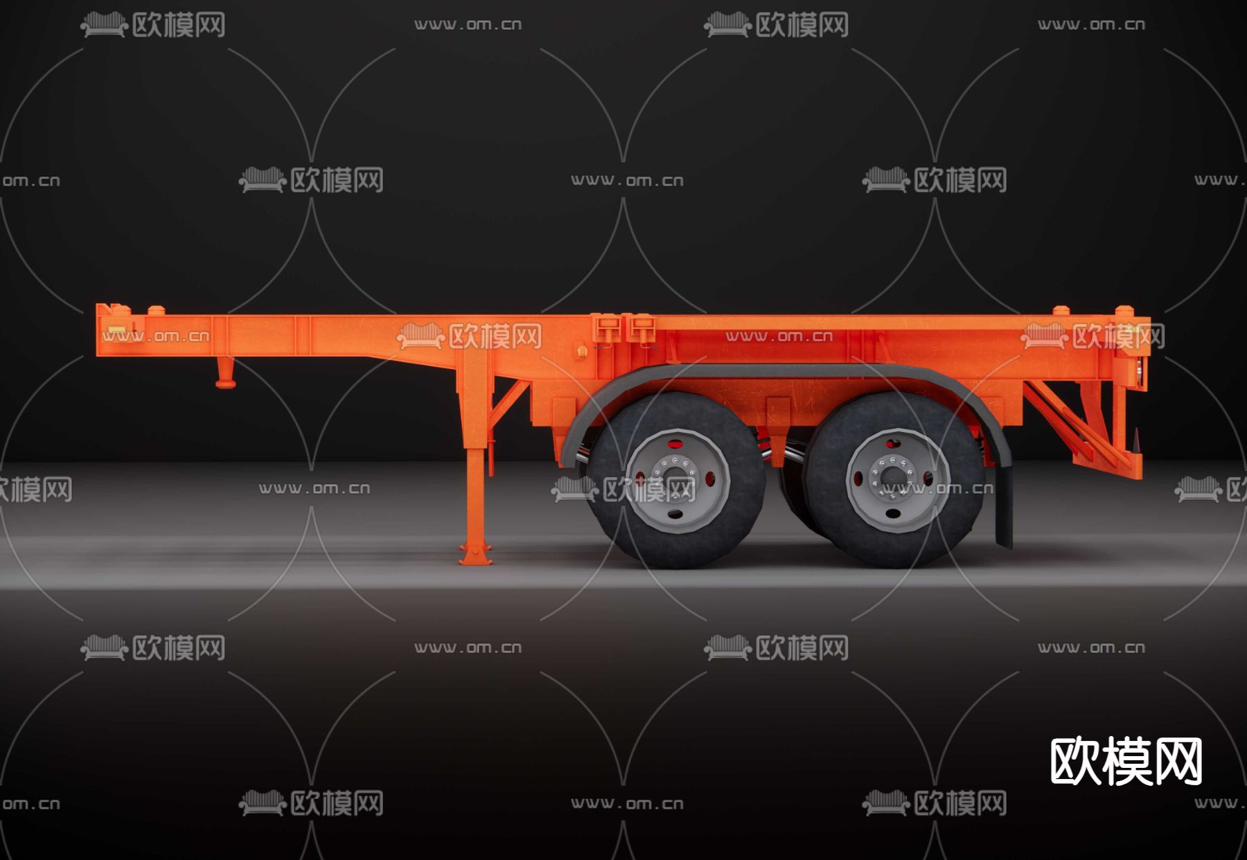 拖挂车 托板车su模型下载（渲染图2）