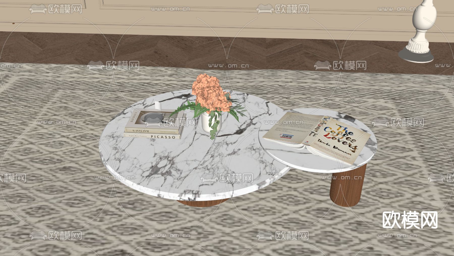 现代茶几su模型下载（渲染图2）