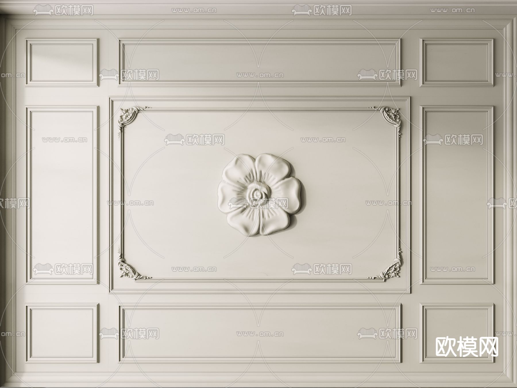 简欧石膏线条su模型下载（渲染图1）