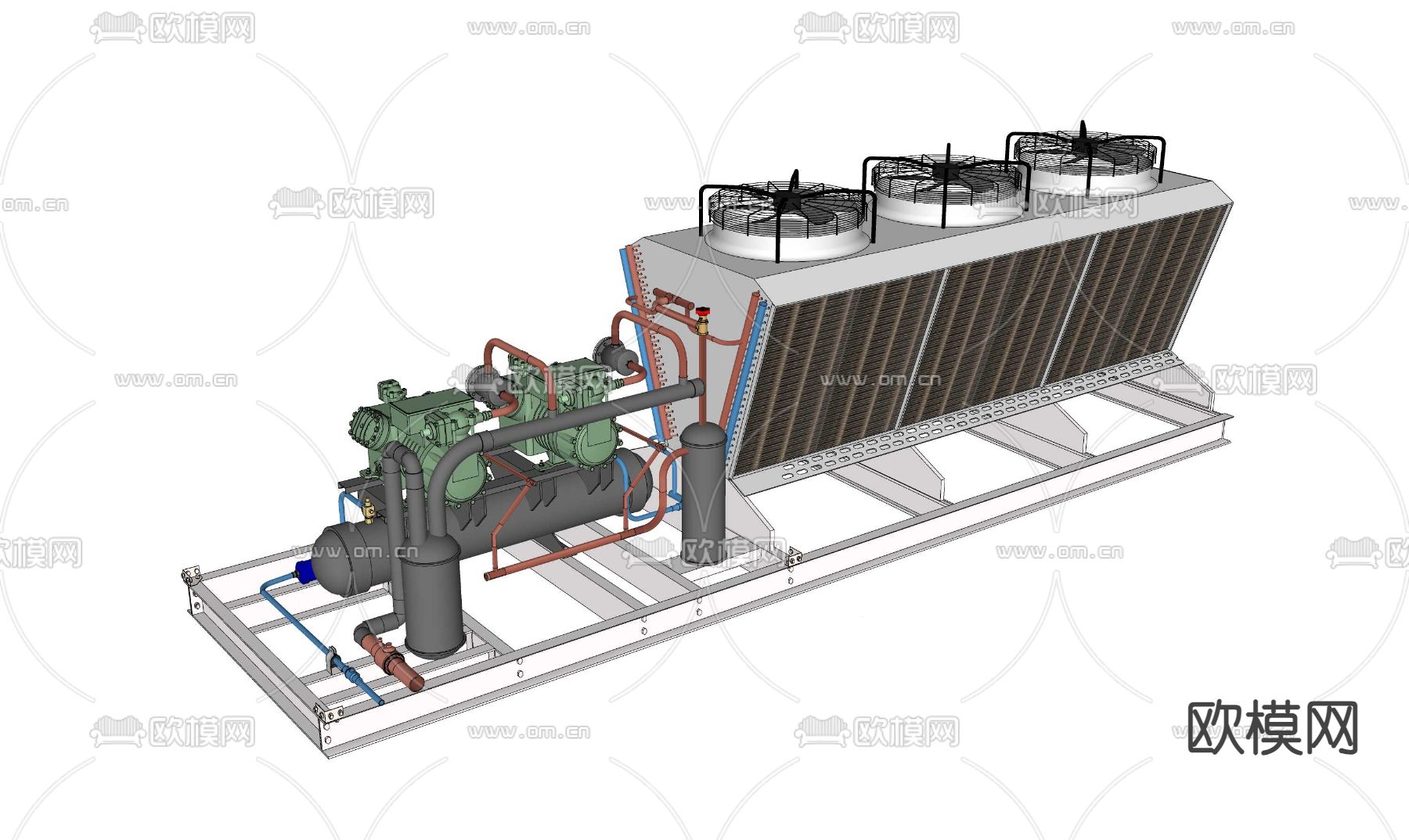 制冷机组 空调机组 多联机 冷却塔su模型下载（渲染图3）