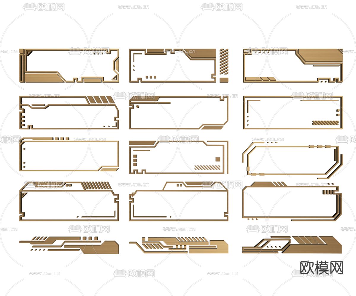 科技元素墙饰 科技边框su模型下载（渲染图2）