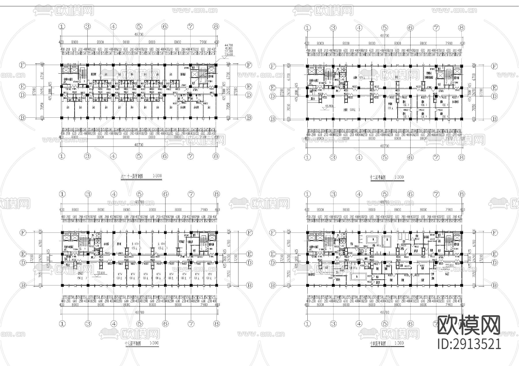 综合商业办公楼建筑cad施工图下载（渲染图3）