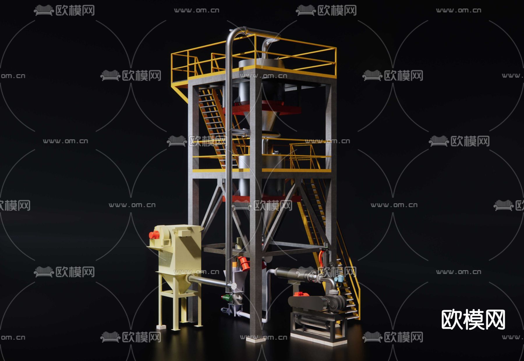 设备钢塔 操作平台su模型下载（渲染图3）
