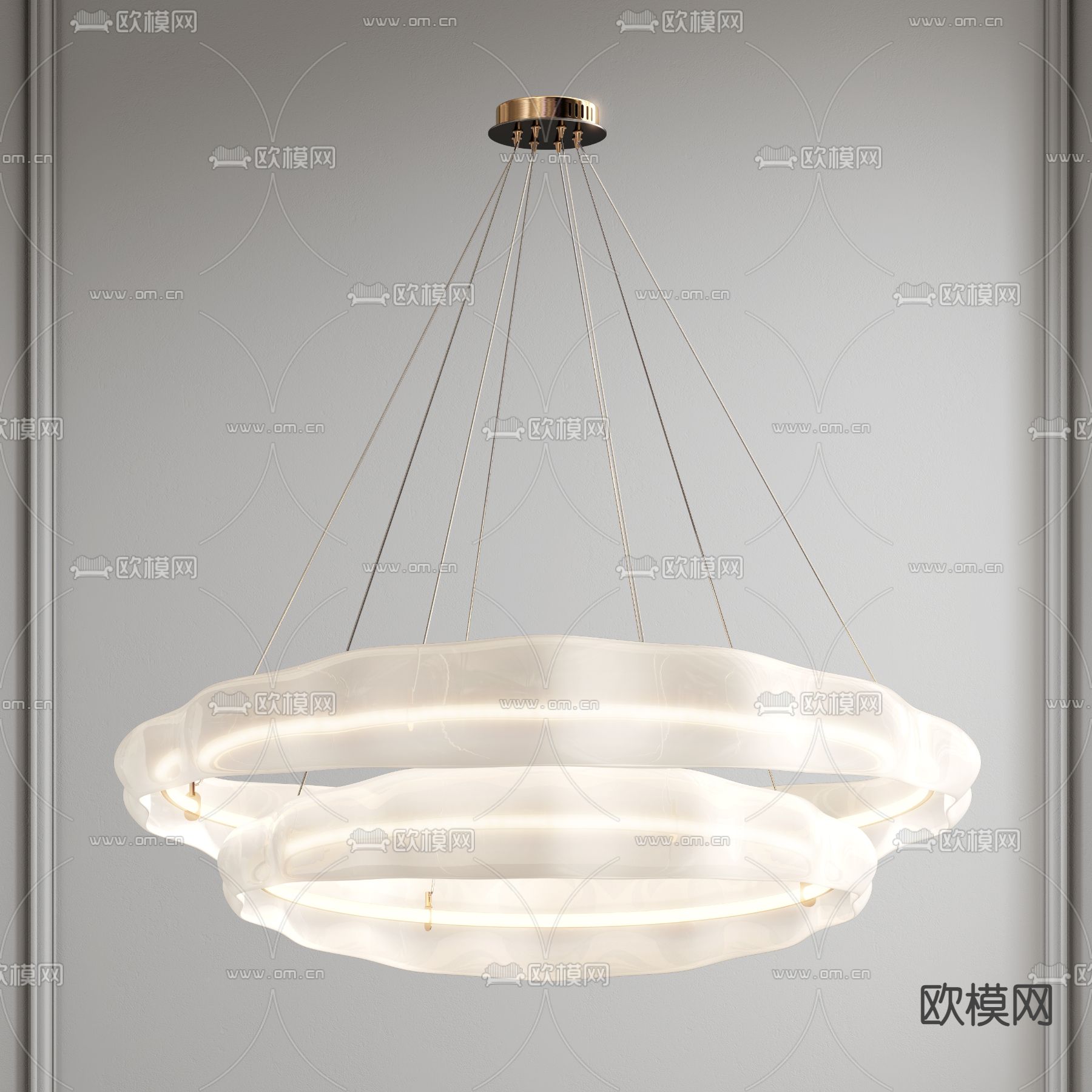 奶油风吊灯su模型下载（渲染图1）