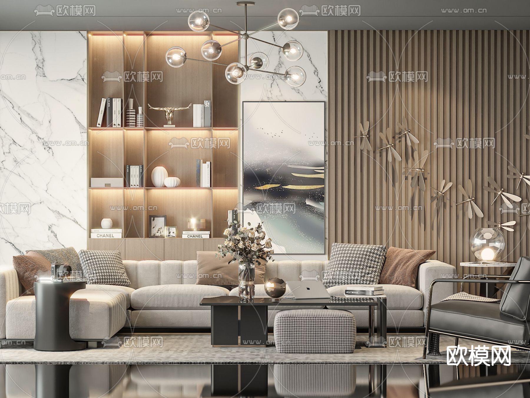 轻奢组合沙发3d模型下载