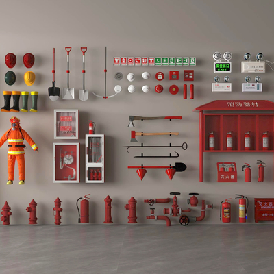  消防栓 消防设备 灭火器su模型 