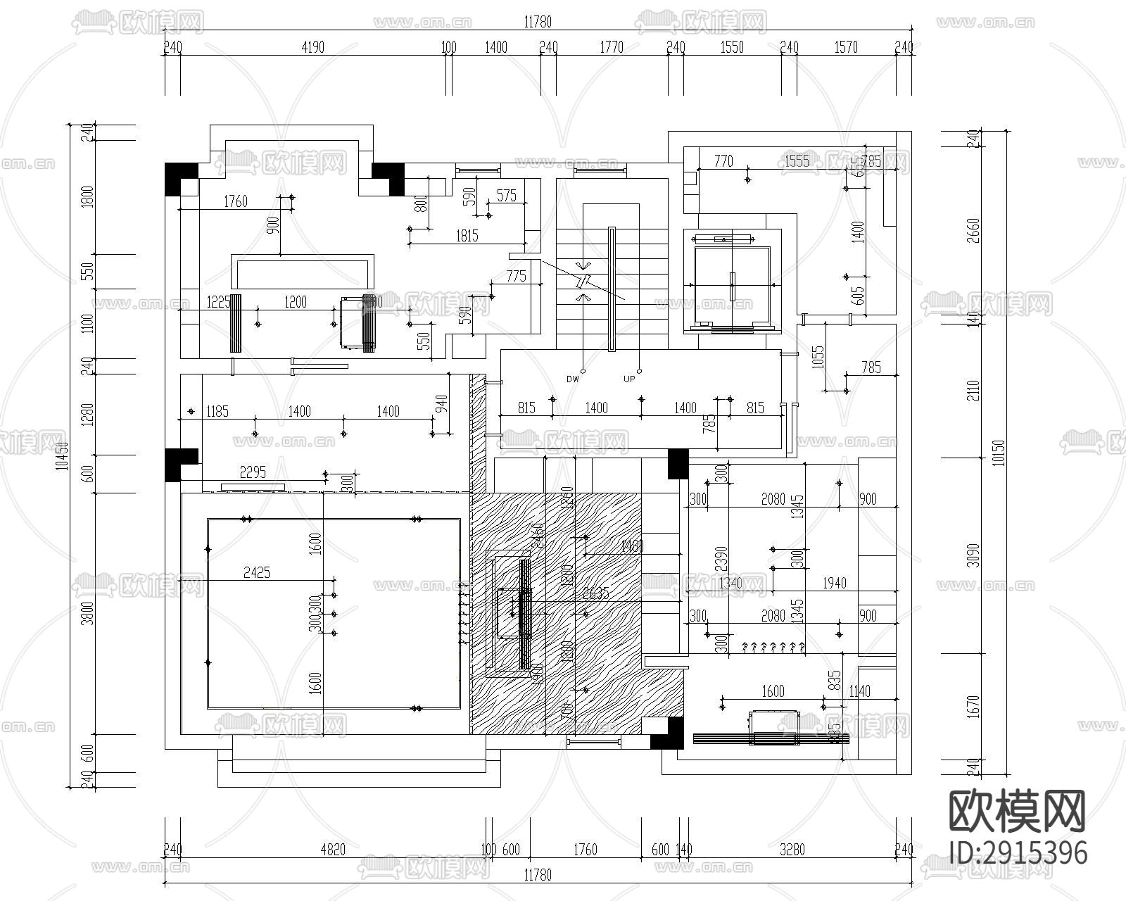 奶油风cad施工图下载（渲染图3）