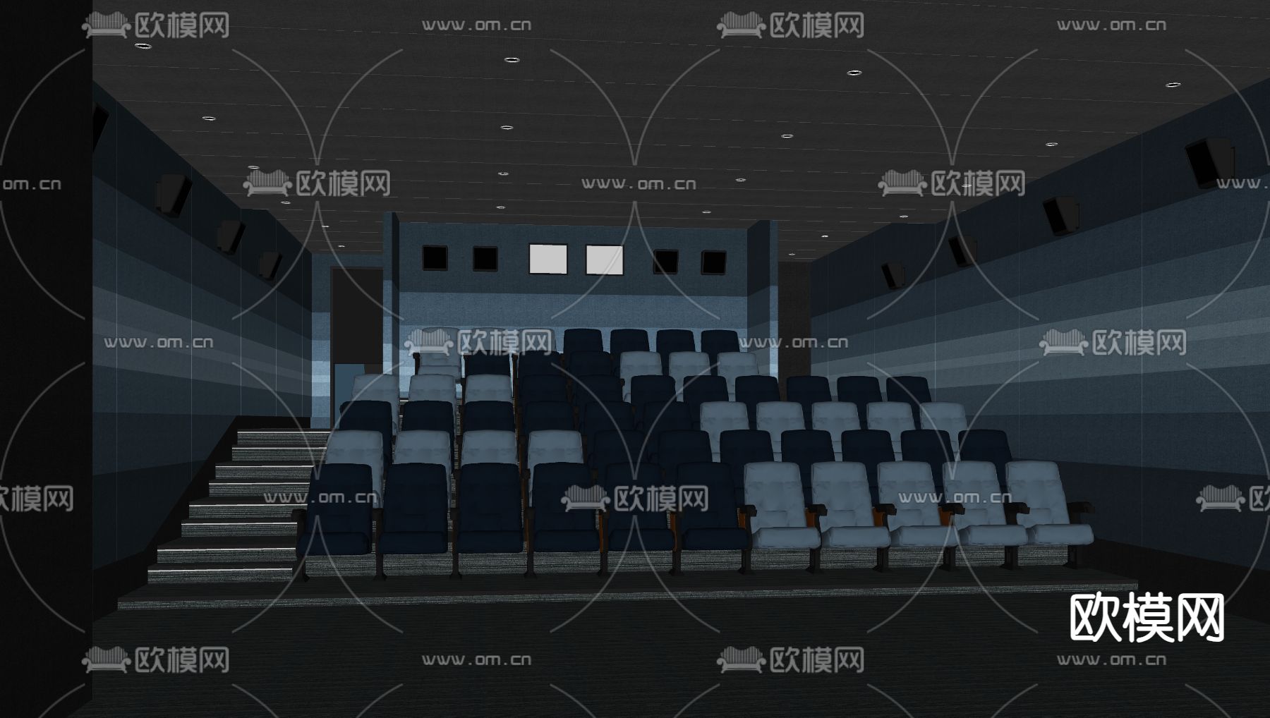 现代电影院 巨幕影厅su模型下载（渲染图2）