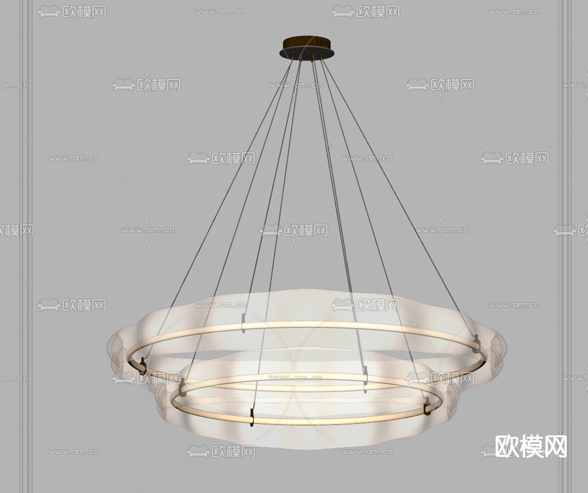 奶油风吊灯su模型下载（渲染图2）