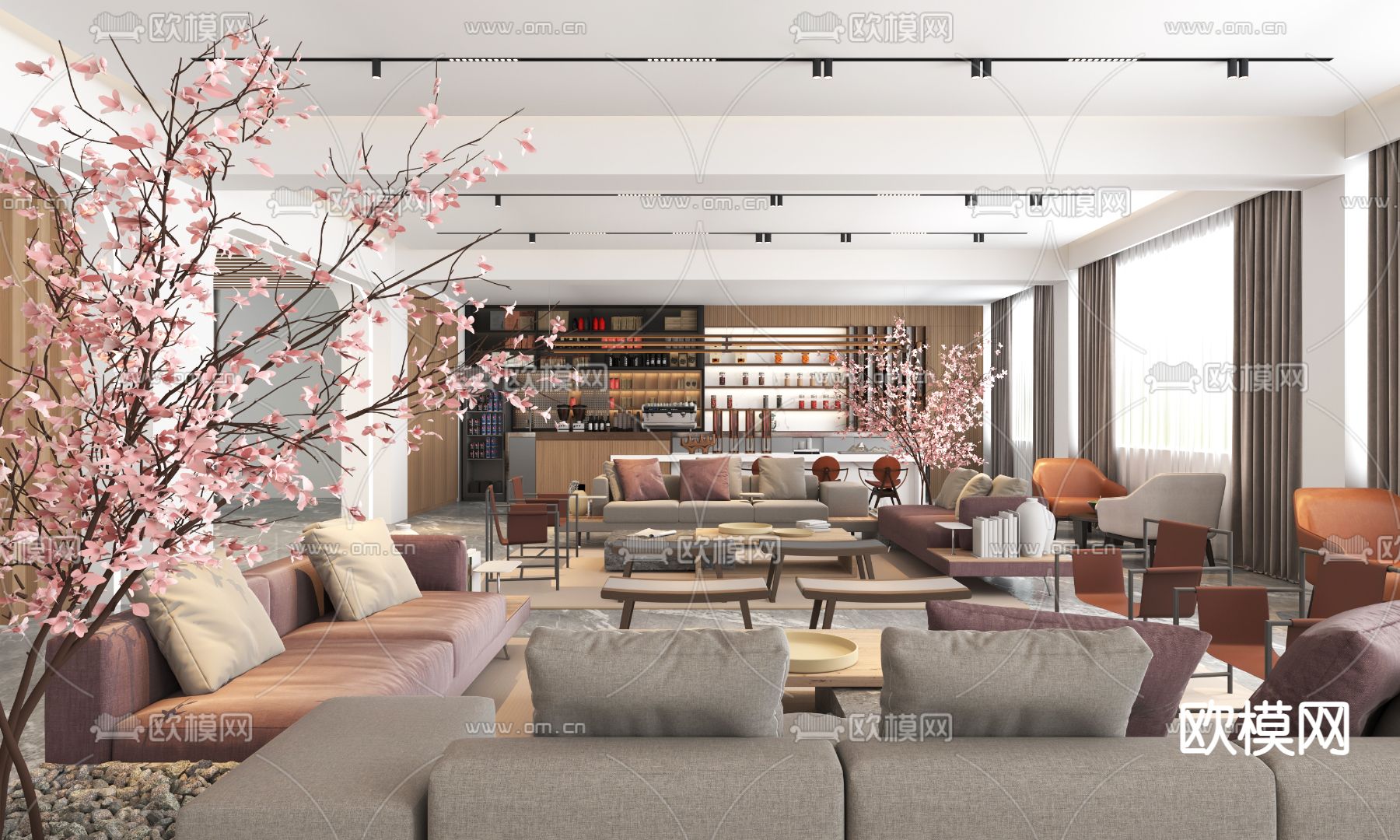 现代图书馆 书吧 休息区 茶水吧3d模型下载（渲染图4）