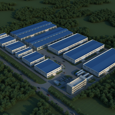  工业厂房鸟瞰su模型 