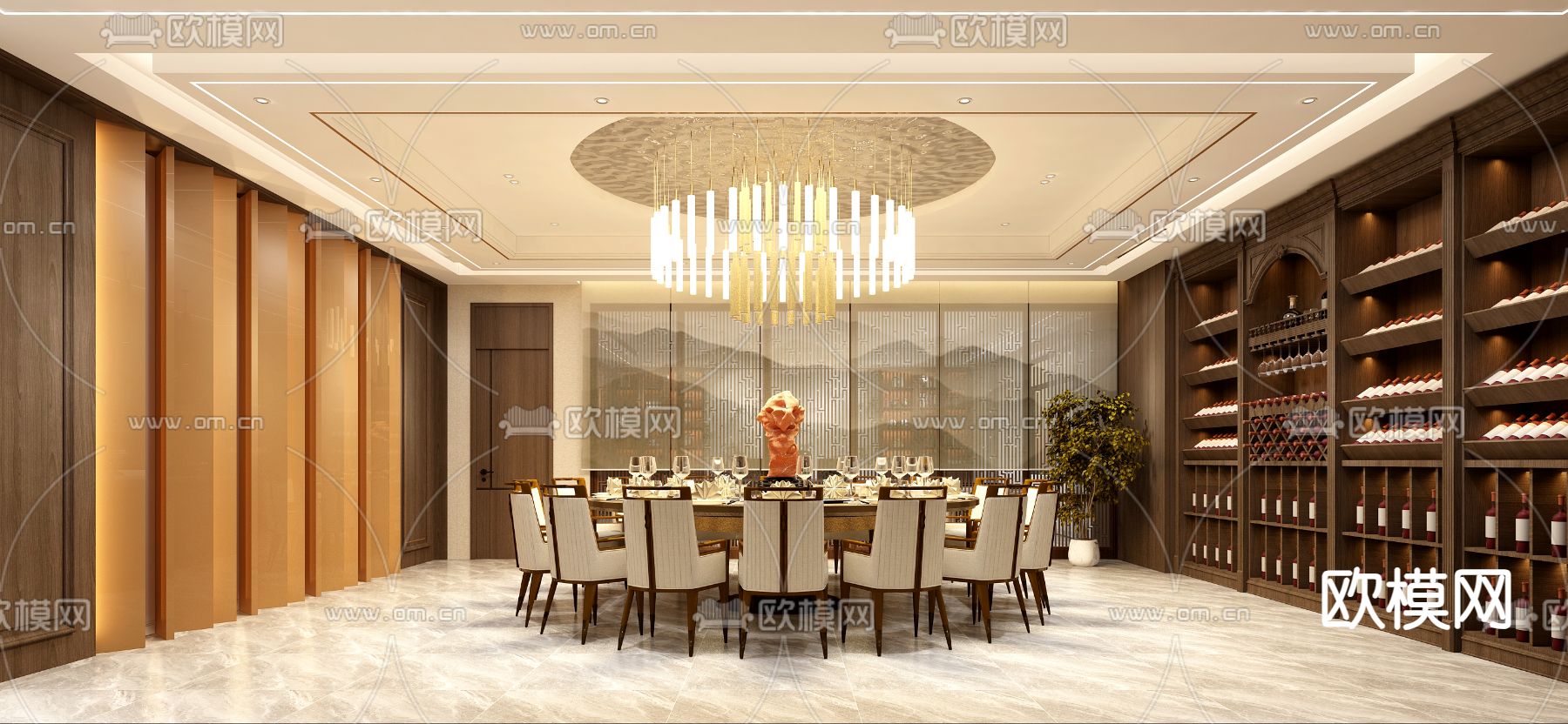 餐厅包间 酒楼包房免费3d模型下载（渲染图1）