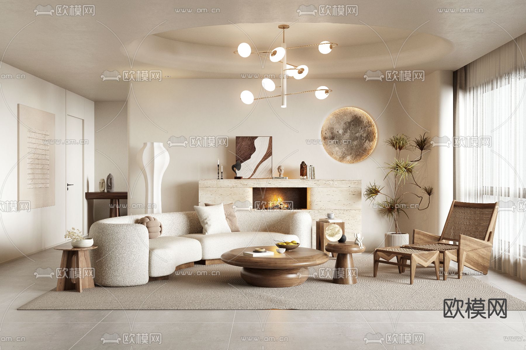 侘寂风客厅3d模型下载