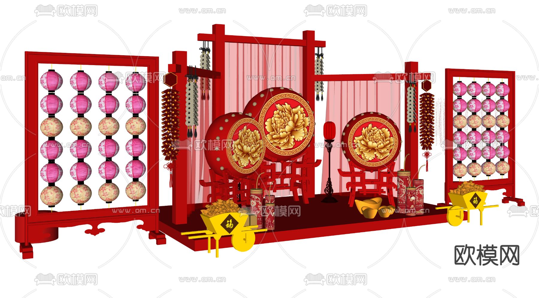 新中式美陈su模型下载（渲染图2）