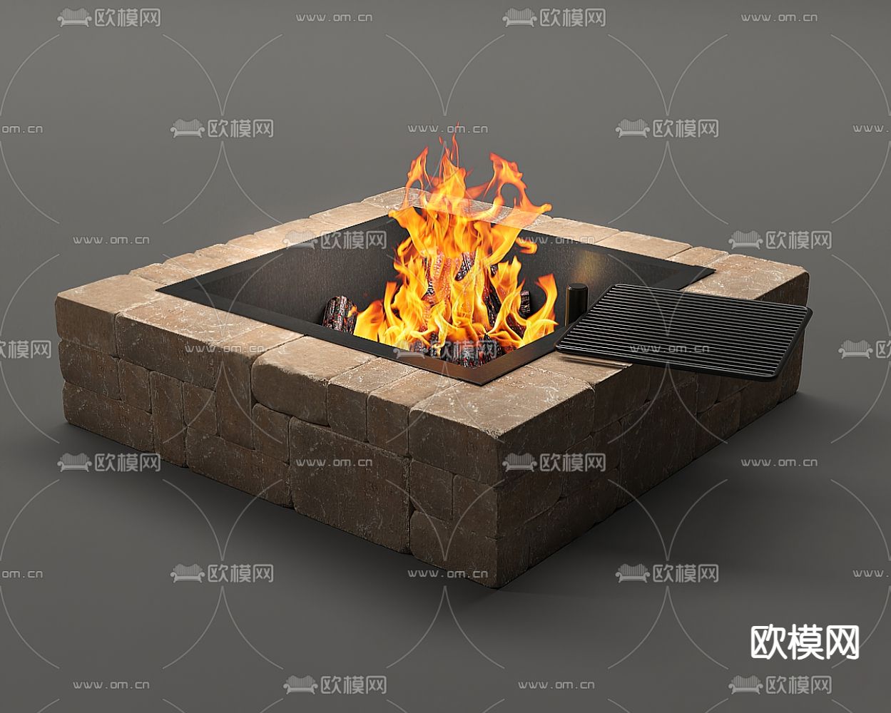 户外火炉 篝火su模型下载（渲染图1）