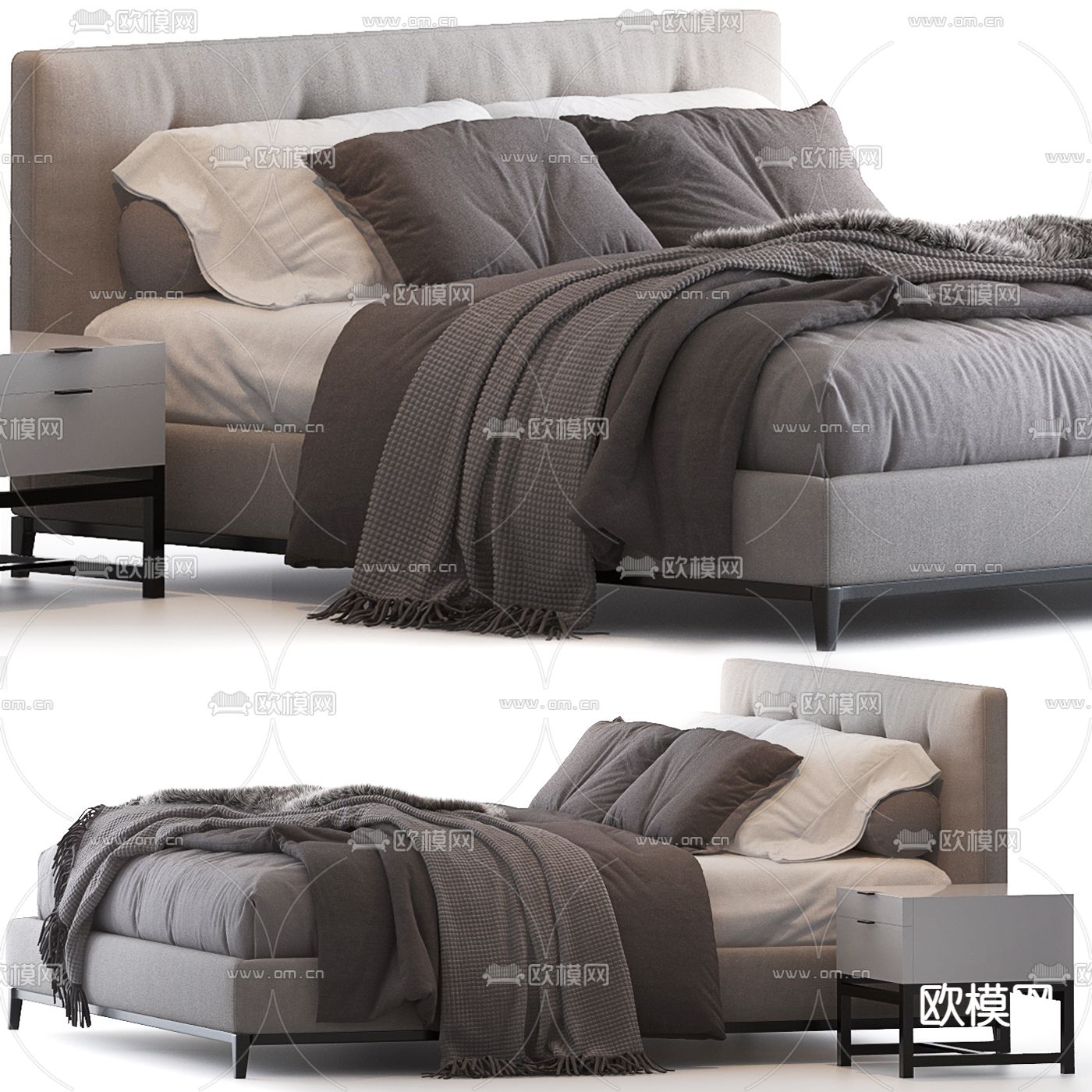 Minotti 双人床3d模型下载（渲染图1）
