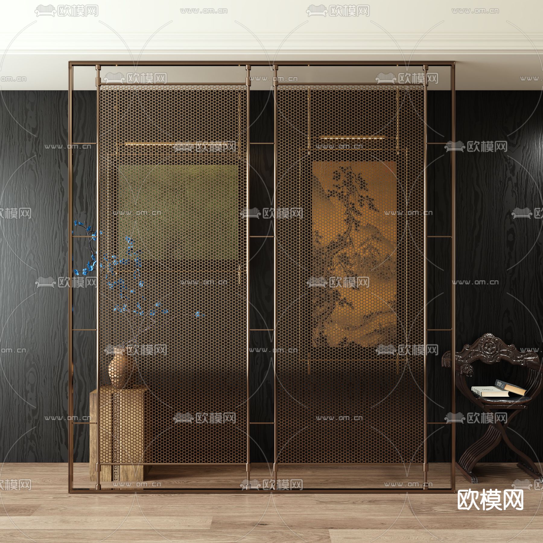 金属隔断 镂空屏风3d模型下载