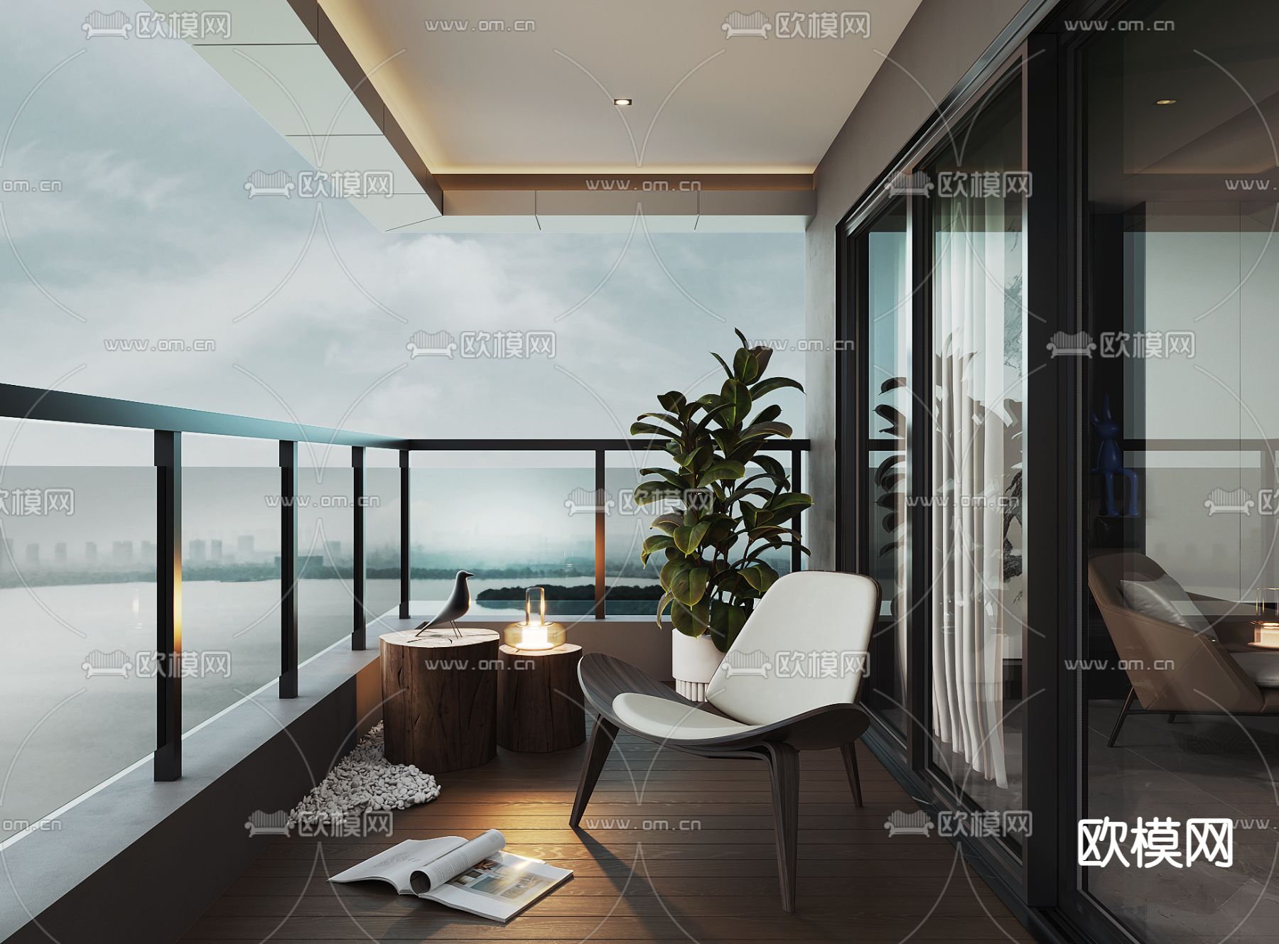 休闲阳台3d模型下载