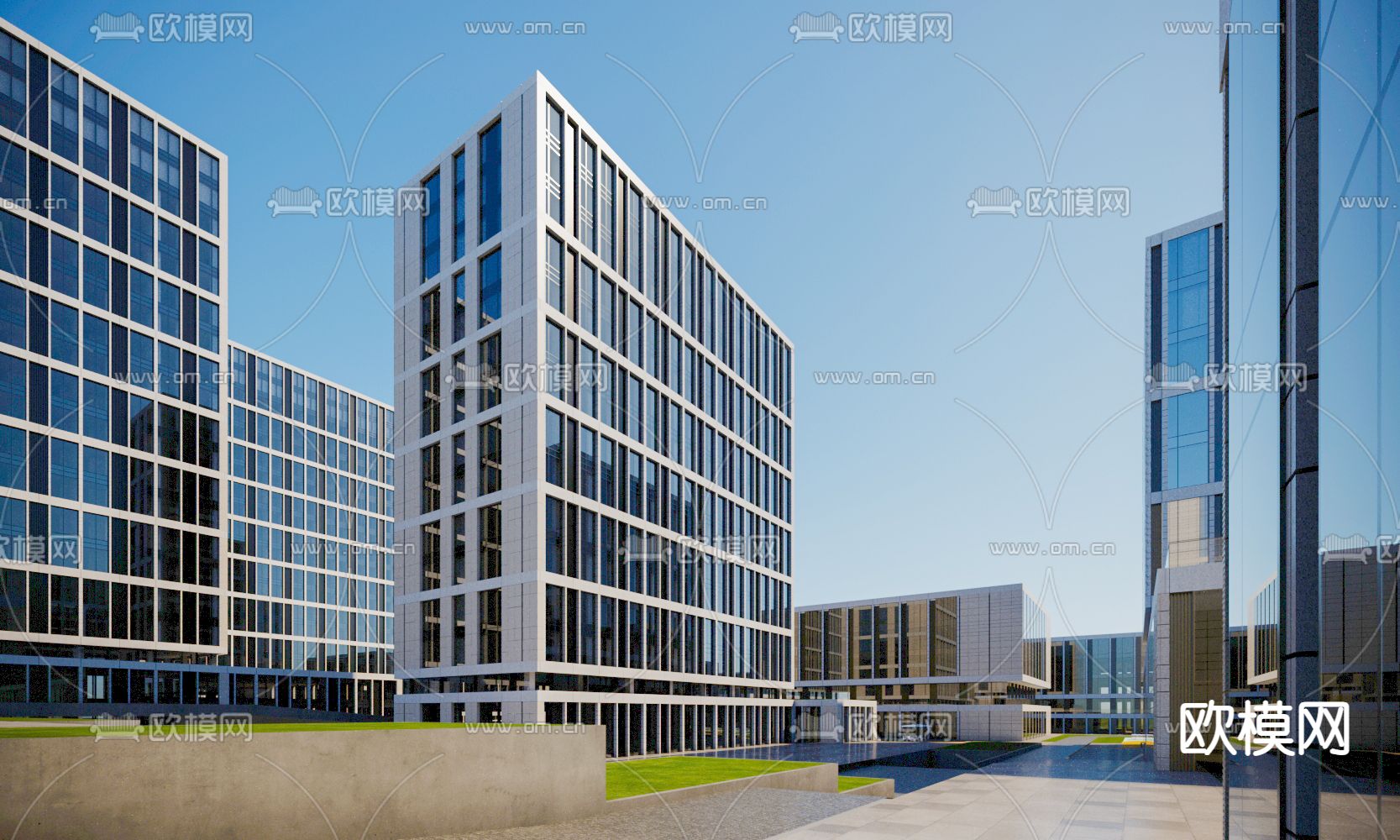 办公楼外观免费3d模型下载